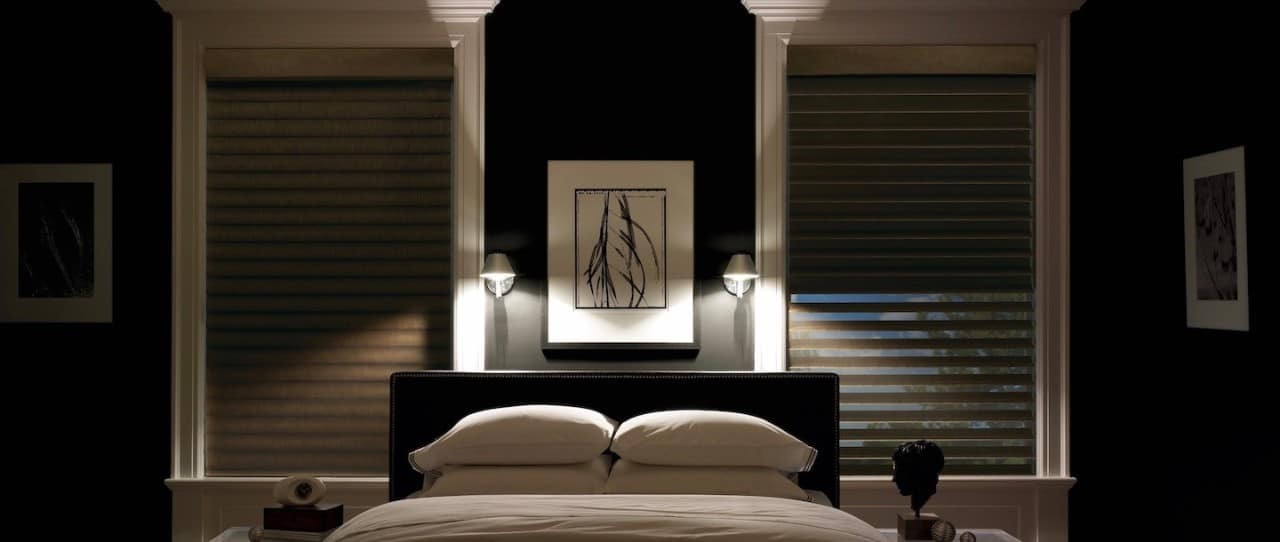 Hunter Douglas bedroom shades, styling home bedrooms, Vignette® Modern Roman Shades Phoenix, Oregon (OR).